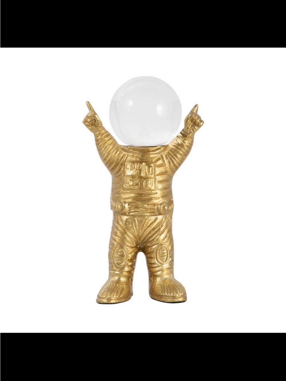 Gold Astronaut Sculpture Crystal Globe Helment